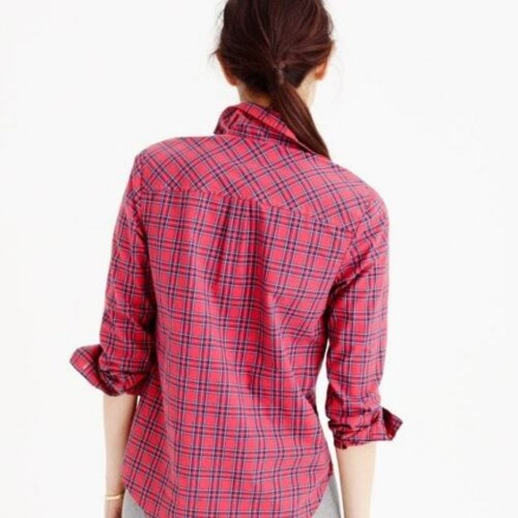 J.Crew Tartan Cotton Popover Shirt Plaid Pullover - Picture 5 of 8